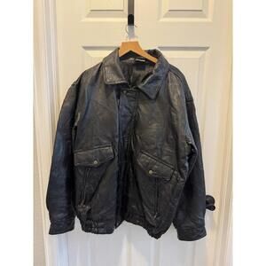 Vintage Flight Path‎ Black Leather Jacket Size X-Large